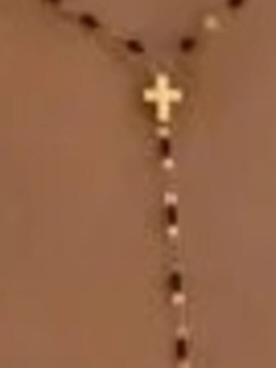 Jewelry - Gold Plated Stainless Steel Cross Beaded Lariat Necklace